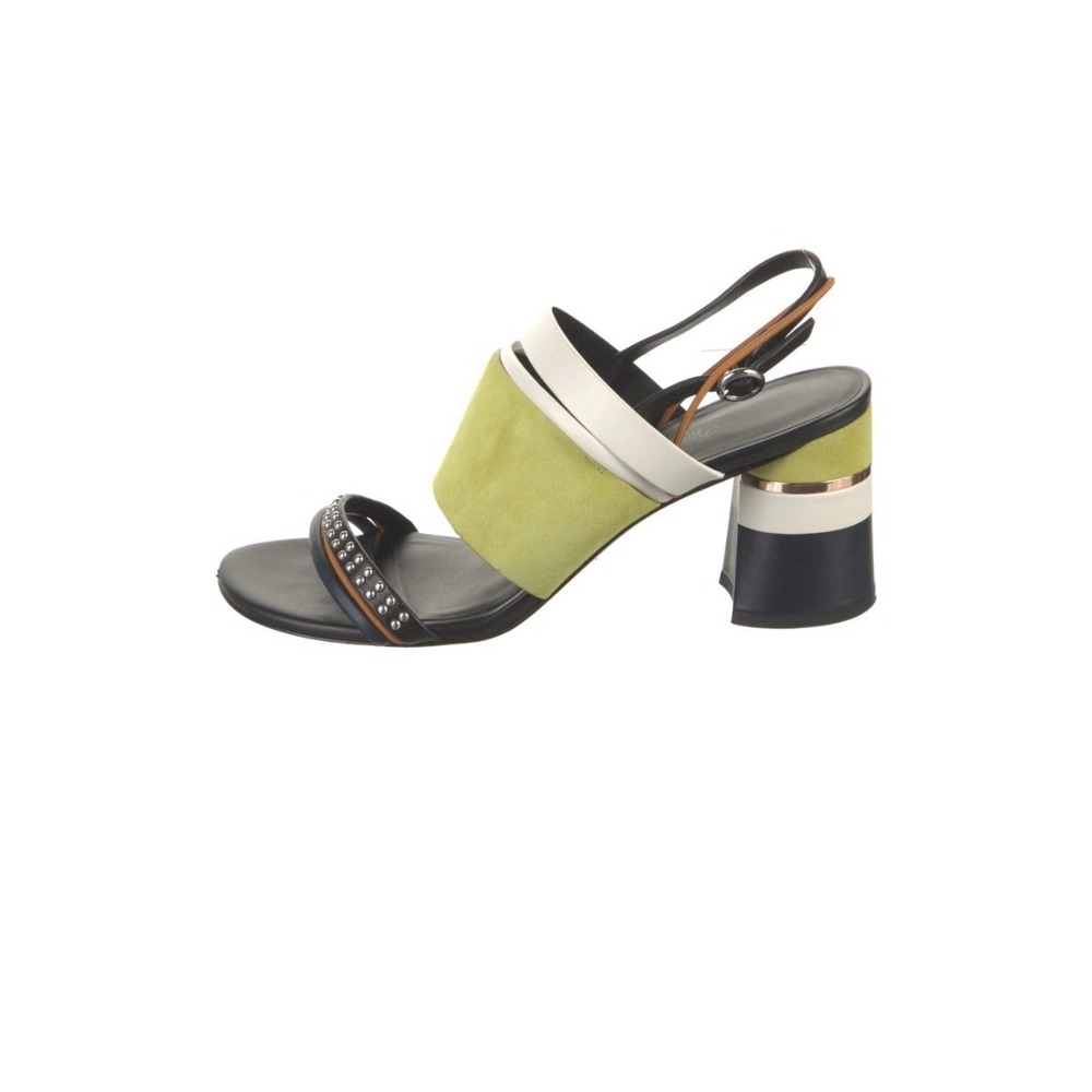 3.1 Phillip Lim Studded Suede Sandals Colorblock Block Heel US 8.5 Statement